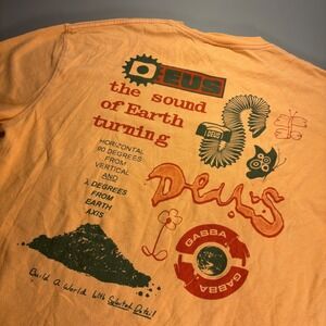 Deus Customs Worldwide Service‎ Manual Orange Graphic Print T Shirt Mens M